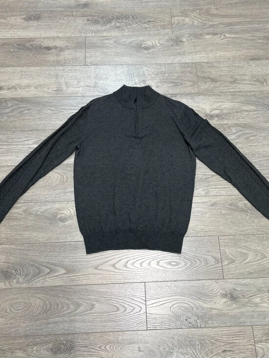 Au Noir Other - Au Noir Montreal Men's Merino Wool Blend Charcoal Grey Quarter Zip Sweater Size